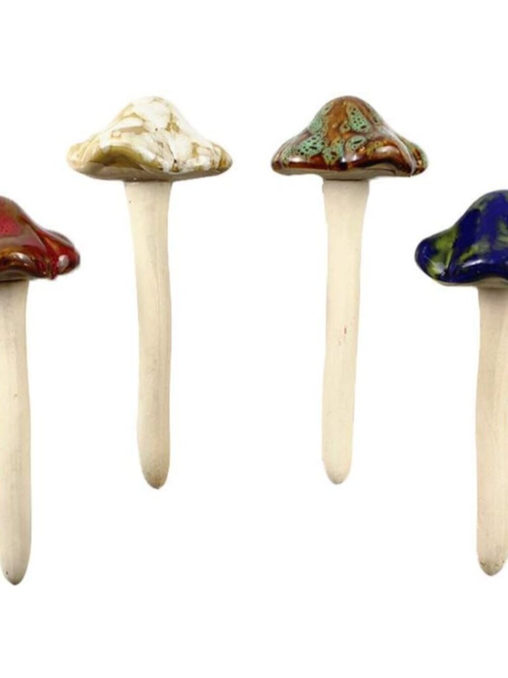 Garden Decor, 4pcs Random Color Ceramic Mushroom for Garden, Yard, Fairy Garden